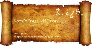 Korányi Áron névjegykártya